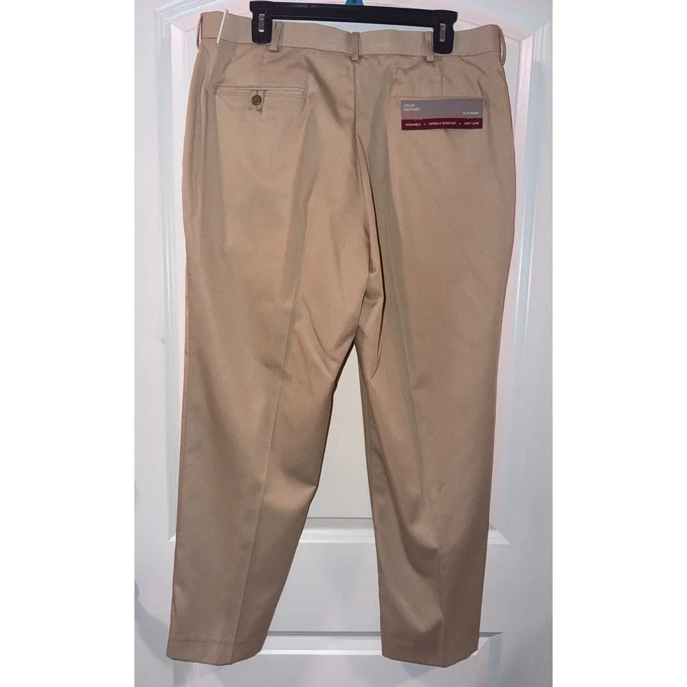 Louis Raphael Rosso Mens 36X29 Tan Classic Fit Flat Front Dress‎ Pants NWT